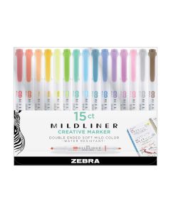 Zebra Текст маркер Mildliner 15PK, двоен, 15 цвята