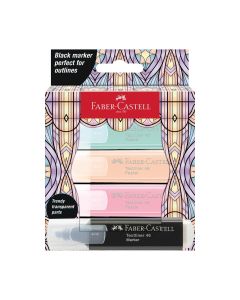Faber-Castell Текст маркер, 1 черен и 3 пастелни цвята