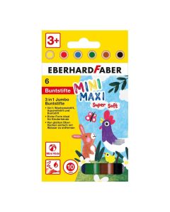Eberhard Faber Цветни моливи Мини - Макси, 3 в 1, Jumbo, 6 цвята