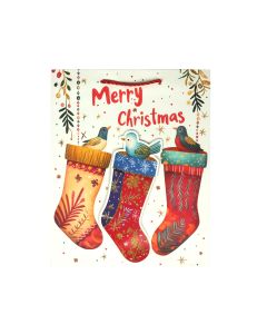 Подаръчна торбичка Merry Christmas - Чорапчета, коледна, 30 х 40 х 12 cm