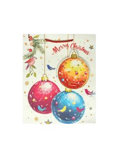 Подаръчна торбичка Merry Christmas - Топки, коледна, 30 х 40 х 12 cm