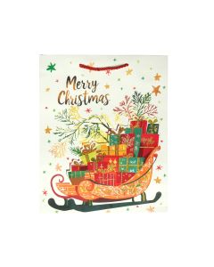 Подаръчна торбичка Merry Christmas - Шейна, коледна, 30 х 40 х 12 cm