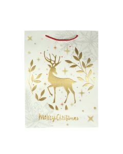 Подаръчна торбичка Merry Christmas - Елен, коледна, 30 х 40 х 12 cm