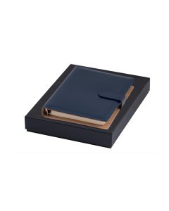 Office 1 Органайзер, A5, с рингове, кожен, в кутия, син