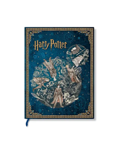 Paperblanks Тефтер Legends of Hogwarts, Midi, широки редове, твърда корица, 72 листа