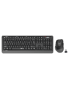 Комплект A4Tech - клавиатура и мишка Fstyler FGS1035Q, 2.4 GHz, Nano USB, 6 бутона на мишката, AAA, сиви