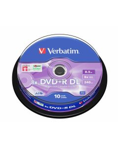 DVD+R Verbatim, 8, 5 GB, 8x, Double Layer, 10 броя в шпиндел