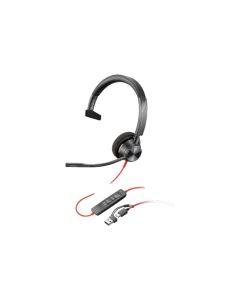 HP Poly Blackwire 3310, с кабел 2.15 m, с микрофон, USB Type-C-Type-A адаптер, USB Type-C-USB Type-A, 118 dB