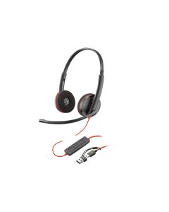 HP Poly Blackwire 3220, с кабел 1.6 m, с микрофон, USB Type-C-Type-A адаптер, USB Type-C-USB Type-A, 90 dB