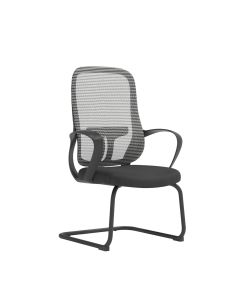Посетителски стол RFG Mojito M, дамаска и меш, метална основа, до 120 kg, сиво-черен