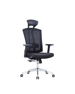 Ергономичен офис стол RFG Primo Lux Chrome HB, дамаска и меш, до 130 kg, черен