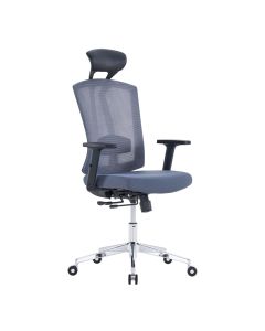 Ергономичен офис стол RFG Primo Lux Chrome HB, дамаска и меш, до 130 kg, сив