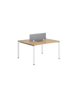 Бюро RFG Бенч Monaco, двуместно, 1400 х 1200 х 750 mm, ПДЧ 25 mm, плот бряст, бели метални крака