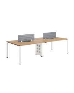 Бюро RFG Бенч Monaco, четириместно, 2800 х 1200 х 750 mm, ПДЧ 25 mm, плот бряст, бели метални крака
