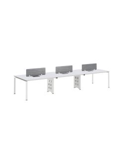 Бюро RFG Бенч Monaco, шестместно, 4200 х 1200 х 750 mm, ПДЧ 25 mm, метални крака, бяло