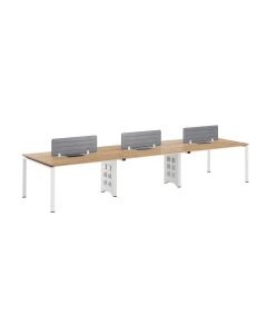 Бюро RFG Бенч Monaco, шестместно, 4200 х 1200 х 750 mm, ПДЧ 25 mm, плот бряст, бели метални крака