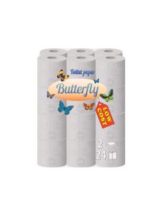 Тоалетна хартия Butterfly, двупластова, 150 къса, 24 броя
