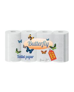 Тоалетна хартия Butterfly, двупластова, 150 къса, 8 броя