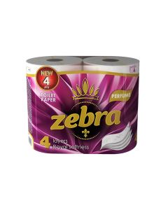 Тоалетна хартия Zebra Perfume, четирипластова, 130 къса, 4 броя
