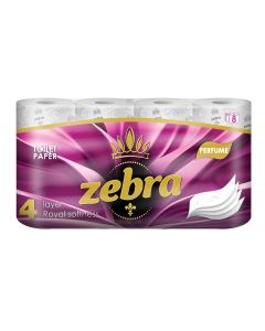 Тоалетна хартия Zebra Perfume, четирипластова, 130 къса, 8 броя