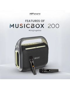 HiFuture MusicBox200, 100W Output, Karaoke Enable, Два Безжични микрофона, 12000mAh Батерия, Bluetooth 5.3, Черен