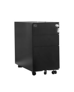 Контейнер RFG, метален, с три чекмеджета и ключ, 300 х 600 х 560 mm, черен