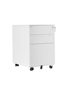 Контейнер RFG, метален, с три чекмеджета и ключ, 390 х 520 х 600 mm, бял
