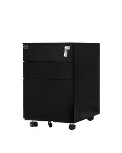 Контейнер RFG, метален, с три чекмеджета и ключ, 390 х 520 х 600 mm, черен