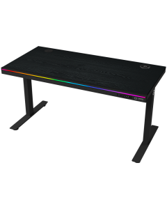 LORGAR DP80W, двоен моторизиран контрол на височината, безжично зарядно, RGB, USB портове, черен