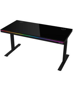 LORGAR DP80G, двоен моторизиран контрол на височината, безжично зарядно, RGB, USB портове, черен
